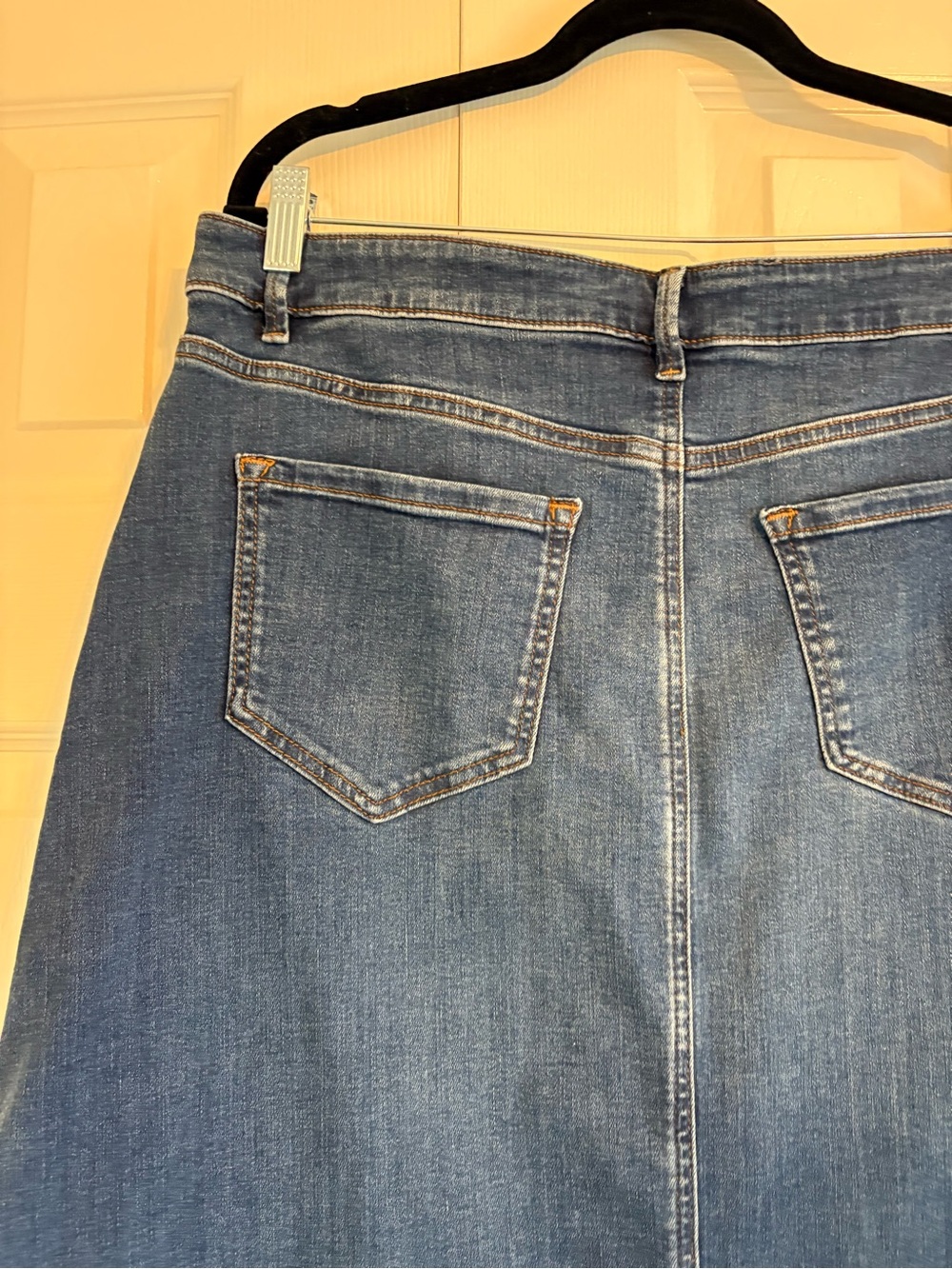J.Jill Blue Wash Stretch Denim Panel Maxi Skirt | Cotton Blend | Size 10 - Picture 6 of 13